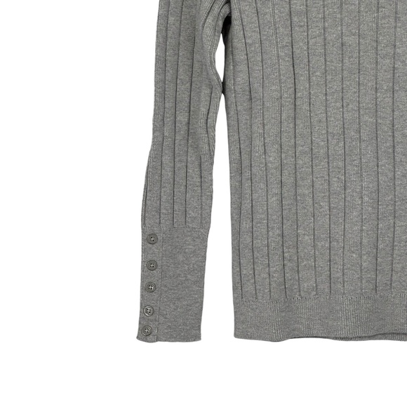 Talbots Small Petite Gray Ribbed Cotton/Nylon/Rayon/Spandex Turtleneck Sweater - Picture 5 of 9